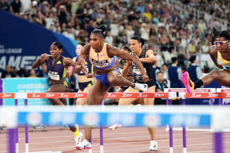Russell and dos Santos storm to world leads again as Jackson and Britt soar at Diamond League Xiamen