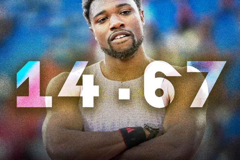Lyles surges to a 14.67 world record in the 150m in Ostrava