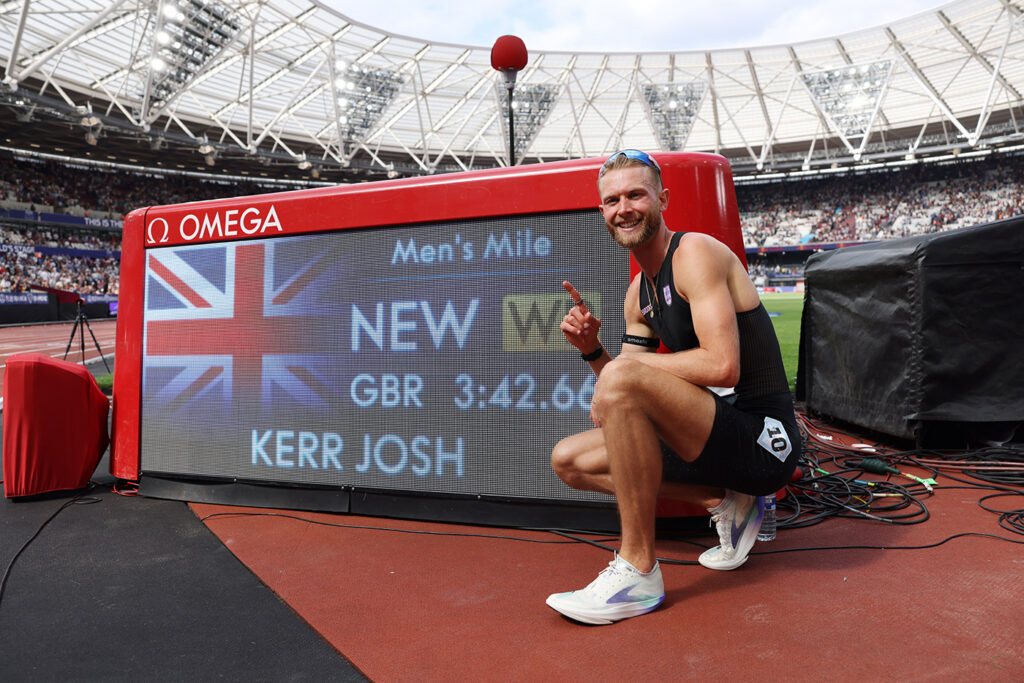 Josh Kerr shatters the 27-year-old mile world record in 3:42.66 in London