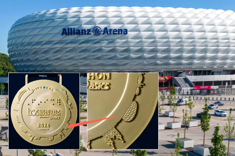 Sydney Marathon medal mistakenly depicts Munich's Allianz Arena
