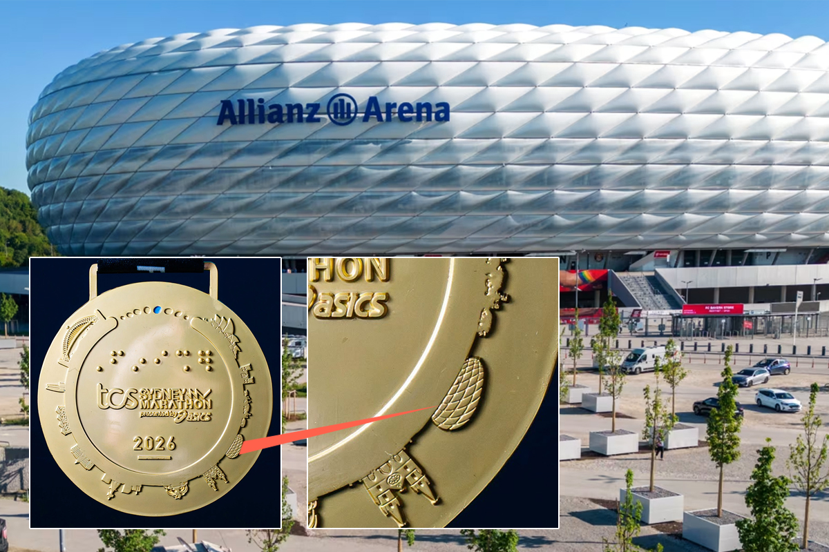 Sydney Marathon medal mistakenly depicts Munich's Allianz Arena