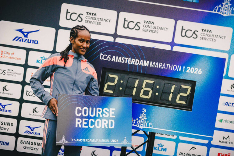 Diriba rolls to course record at Amsterdam Marathon as Berhanu wins in late surge